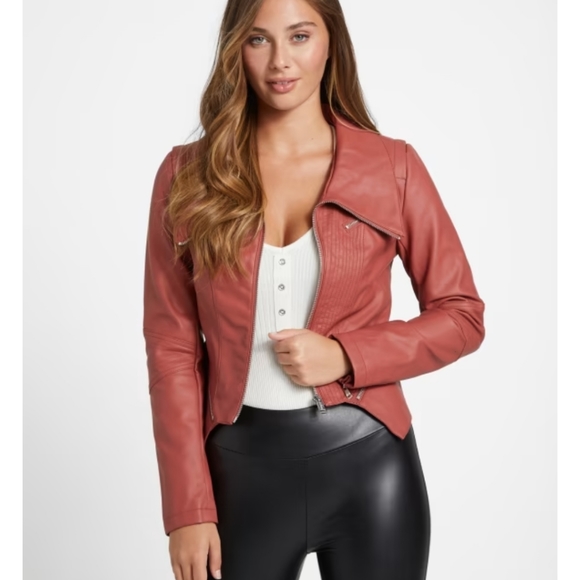 NWT Guess Women's Faux Leather Jacket Size Small - Picture 2 of 9